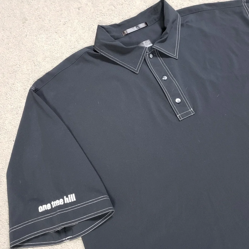 Nike Tiger Woods Polo Shirt Men XL Black One Tree Hill Show Crew VTG Golf Casual